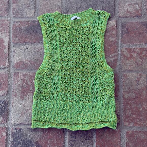 Zara Green Sweater Knit Vest Sleeveless Size M - Picture 1 of 7